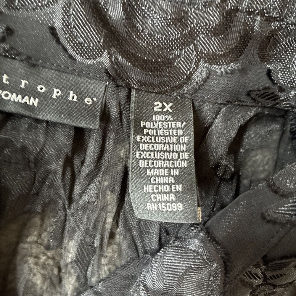 Apostrophe VTG Womens Plus Size crinkle blouse bell sleeve-lace whimsy Top 2XL - Picture 7 of 11
